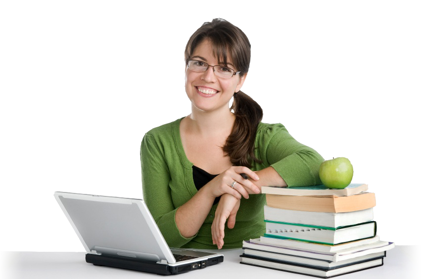 Happy girl on computer.